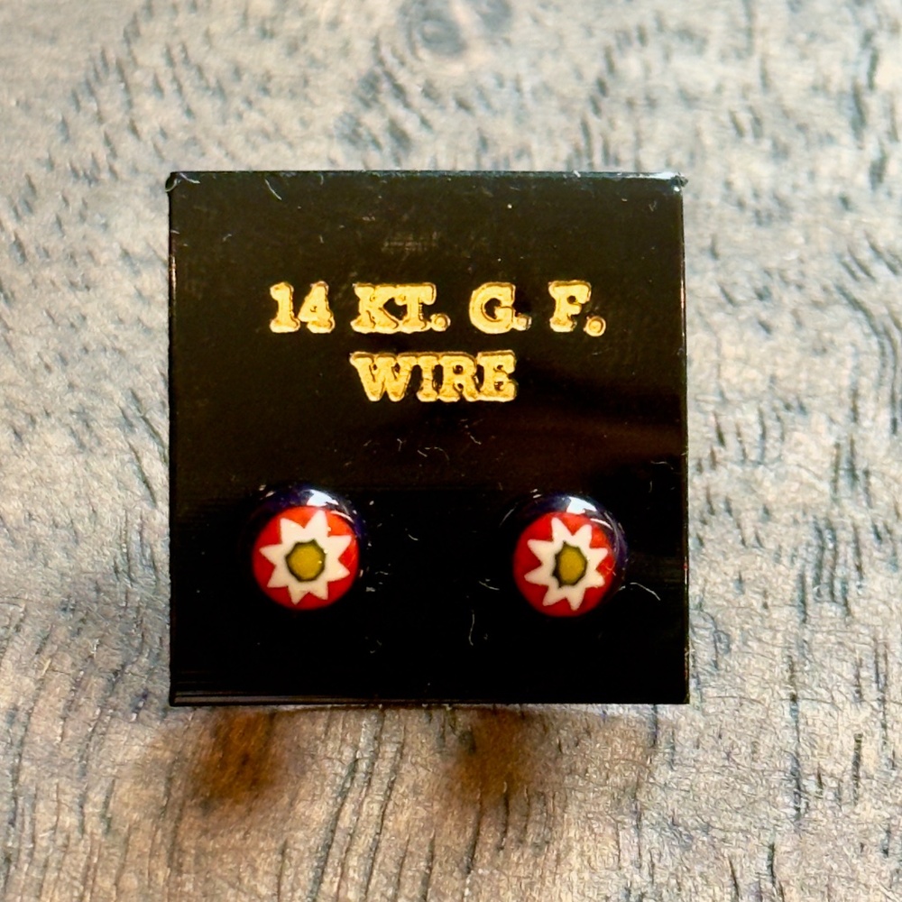 Vintage Murano glass earrings with a Millefiori